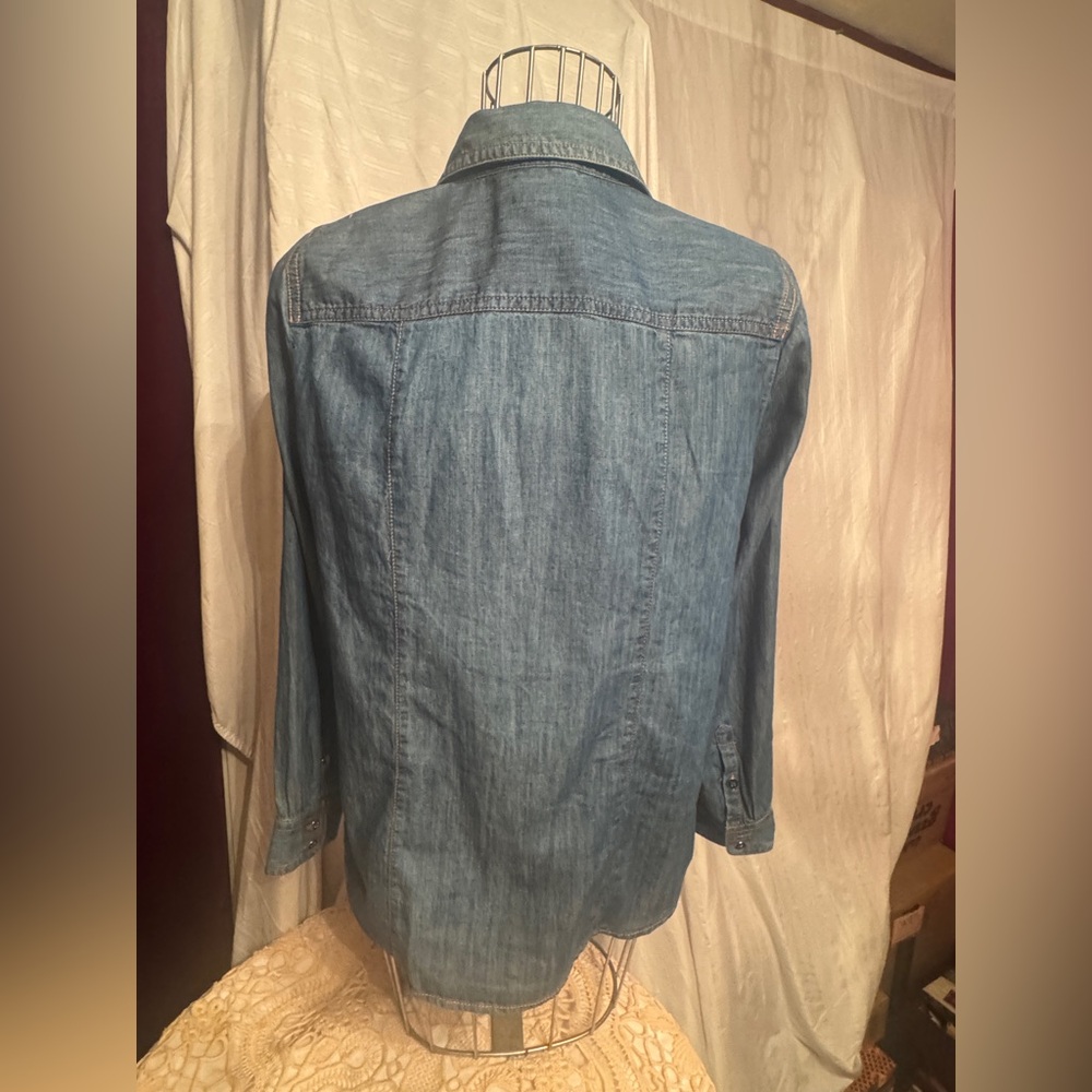 Talbots Blue Denim Button-Up Shirt, Large - Picture 2 of 3